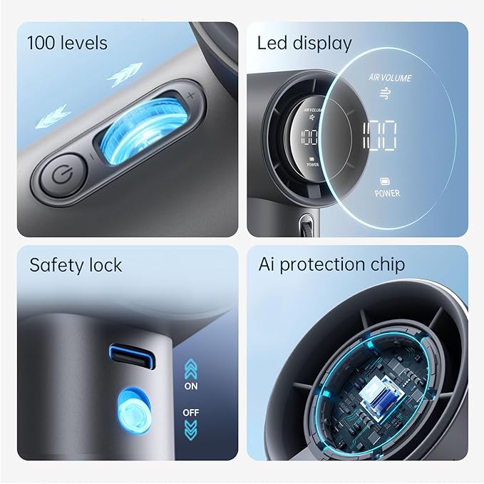JISULIFE Portable Fan Pro 2026, 40Hrs Max Cooling Personal Handheld Fan with LED Display,Metal Shell,9600RPM Powerful,5000mAh battery,Travel Essentials Gifts for Women, Men-Dark Gray