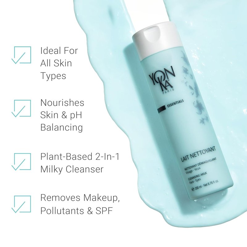 Yonka Gentle Milk Facial Cleanser - Daily Plant-Based Makeup Remover | All Skin Types, Paraben-Free