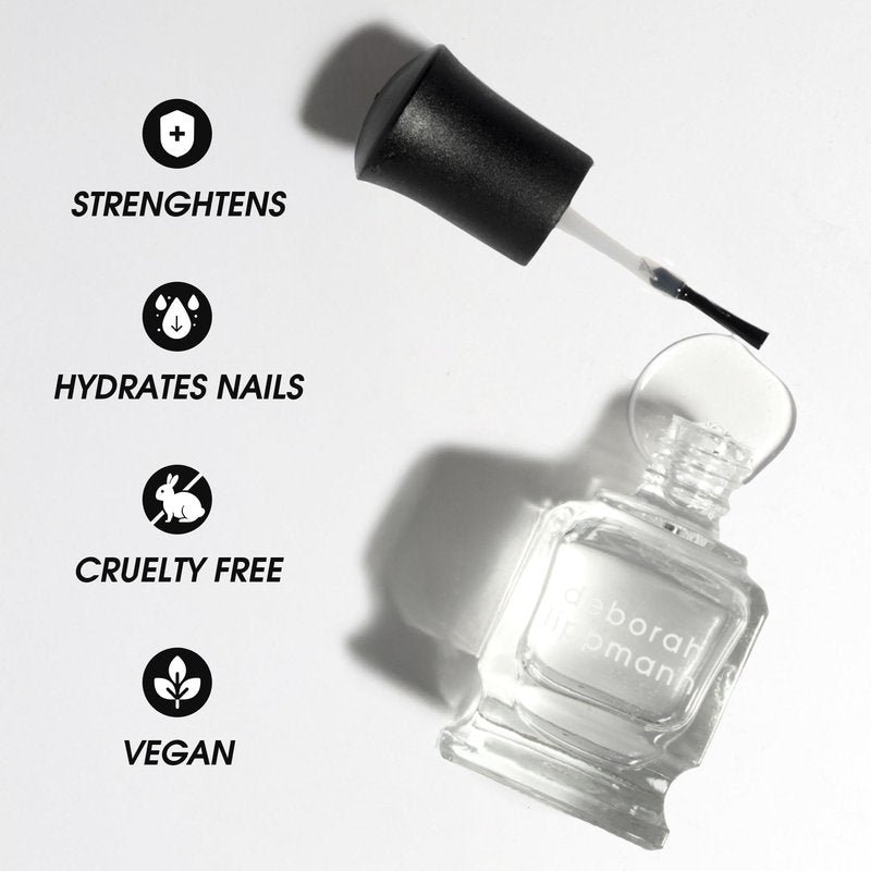 Deborah Lippmann Hard Rock Base and Top Coat | Promotes Healthy Growth for Soft Nails | Diamond Powder Strengthens and Protects Nail Polish | Clear, 50 Fl. Oz