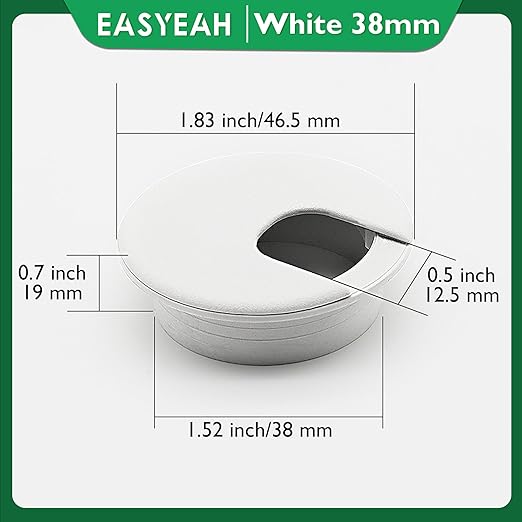 EASYEAH 5 Pcs Desk Grommet 1-1/2" / 38 mm, Desk Cord Hole Cover, Cable Grommet ABS Plastic, Desk Hole Grommet for Home & Office Pc, Detachable Cable Cord Organizer-White