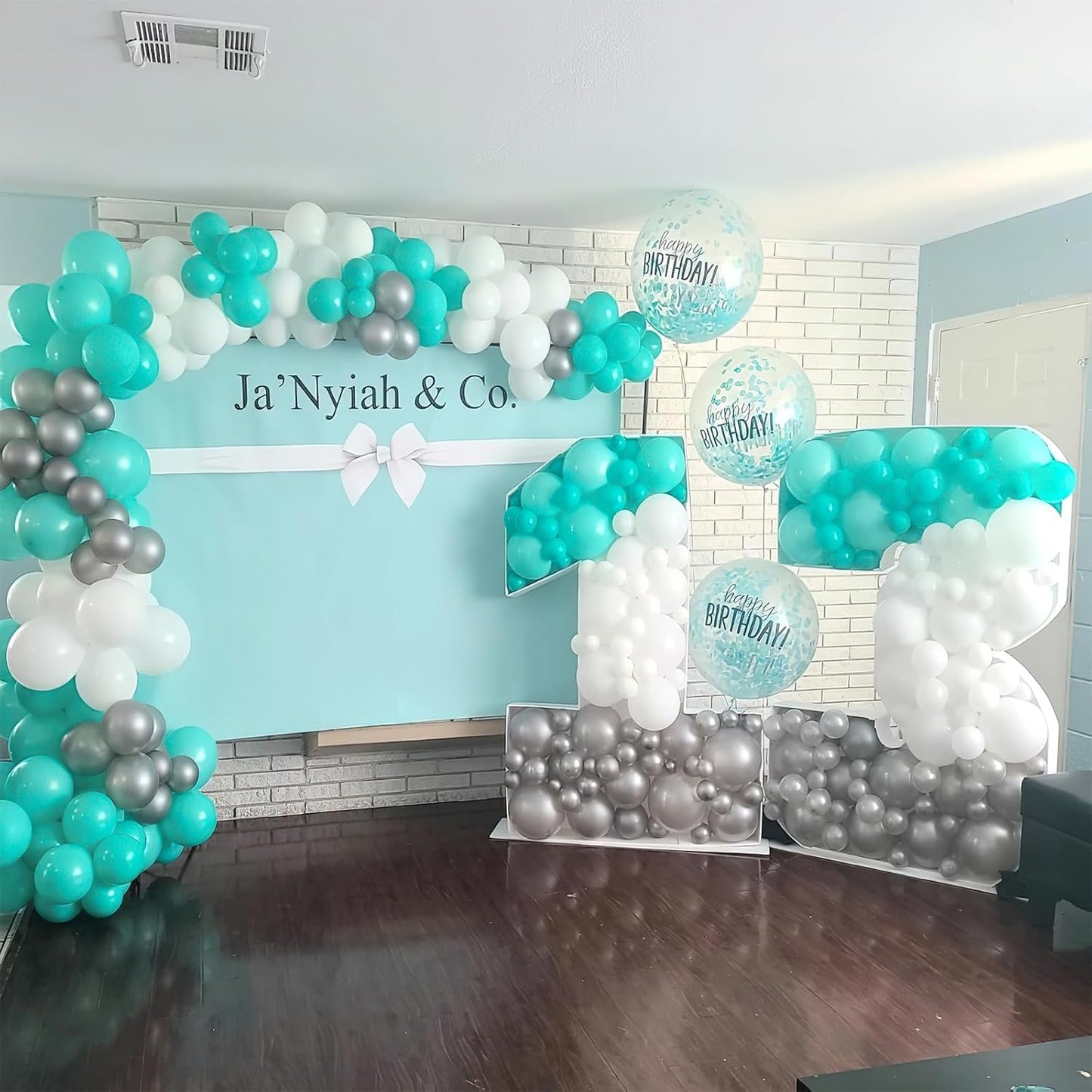 PartyWoo Teal Balloon Arch Kit - 140pcs in 5, 10, 12 Inch Sizes for Baby Showers, Graduations & More