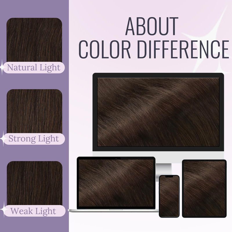 Fshine Invisible Wire Hair Extensions, Dark Brown Color 10 Inch 56G Hidden Wire Human Hair Extensions, Clip in One Piece Straight Hair for Women Add Volume