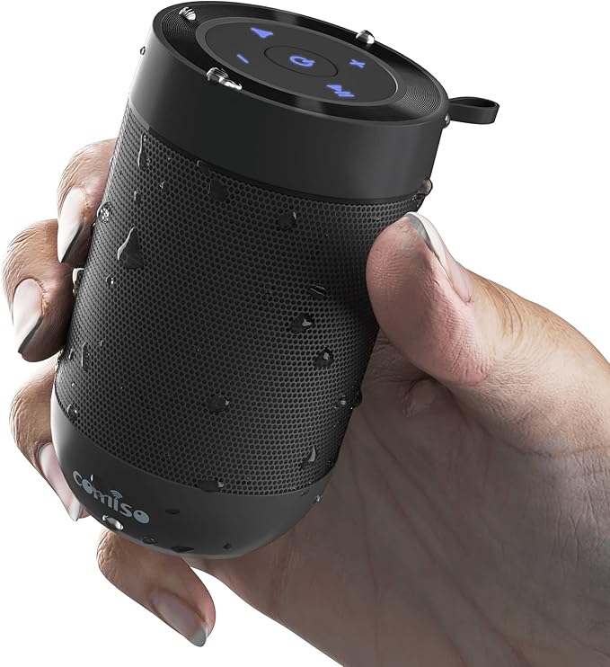 comiso Bluetooth Speaker, Portable Bluetooth Speakers with Wireless Stereo Pairing, Built in Mic, 360° HD Sound,IP65 Waterproof Speaker,Support TF Card, for Home/Party/Outdoor/Beach,Gift For Men/Women