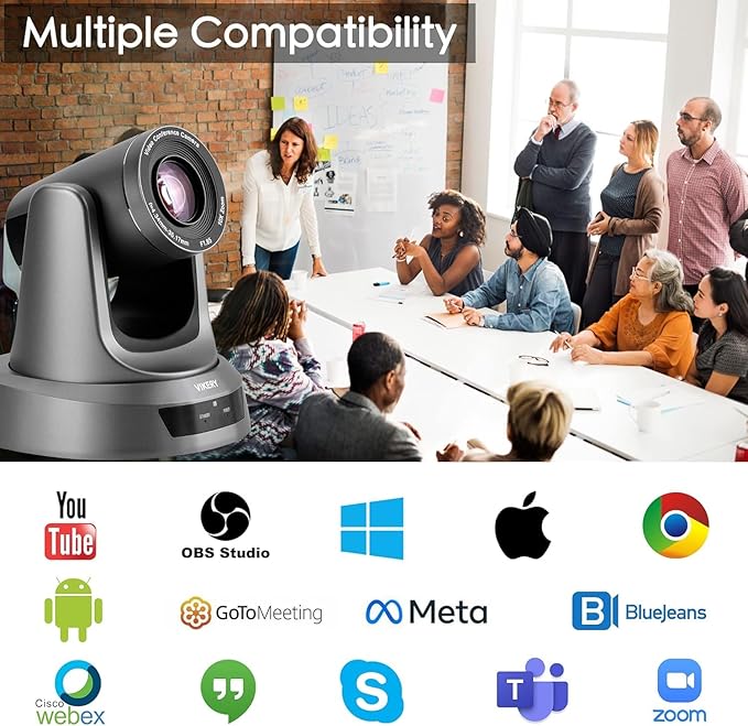Vikery 10X PTZ Conference Webcam with 3G-SDI/HDMI/USB Output, 1080P PTZ Live Streaming Camera for Church, Education, Conference Room Camera Attached Remote Control Work with Zoom, Skype, OBS