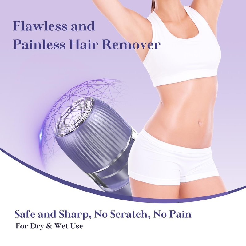 2-in-1 Electric Bikini Trimmer for Women, IPX7 Waterproof, Rechargeable Razor with Double-Edged Blade, Portable Hair Removal Shaver for Wet and Dry Use (Purple)
