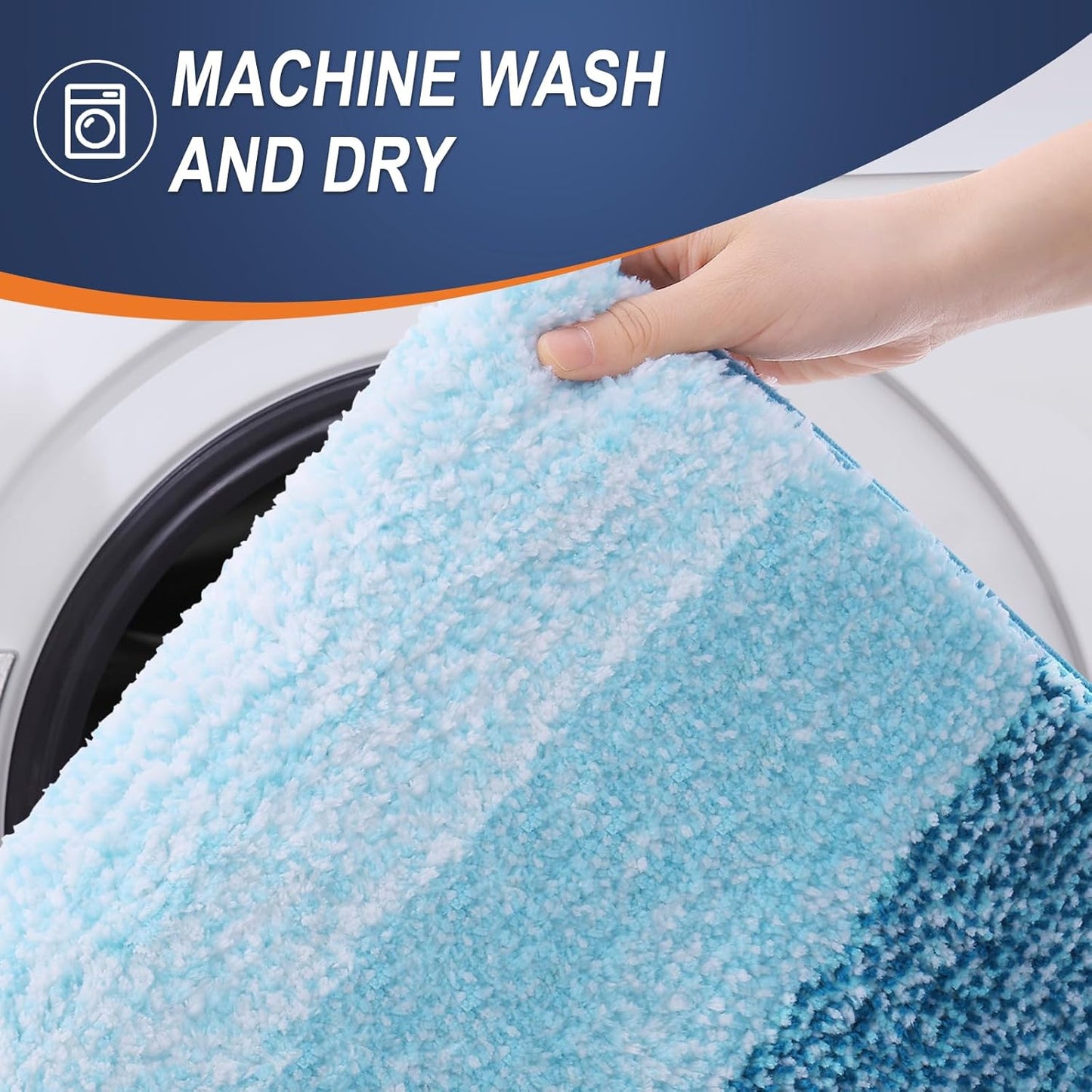 OLANLY Bathroom Rug Mat - Extra Soft Microfiber Bath Mat | Non-Slip Plush Shaggy Design, 36x24 in Peacock Blue