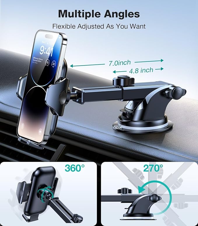VICSEED [No.1 Powerful Suction] [Rally Racing-Grade Stability] Phone Holders for Your Car 2026 Upgraded Car Phone Holder Mount Truck Stand for Dashboard Windshield Vent for iPhone Samsung All Phones