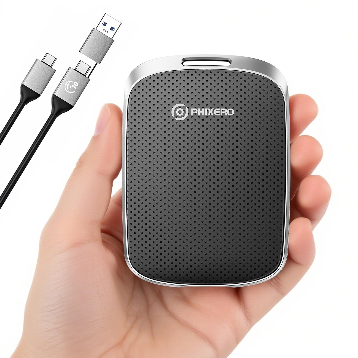 PHIXERO Portable Extern SSD 2TB Up to 550MB/s, USB 3.2 Gen 2 USB C to C&A for Smartphone/Tablet/PC/Laptop/Camera (Black)