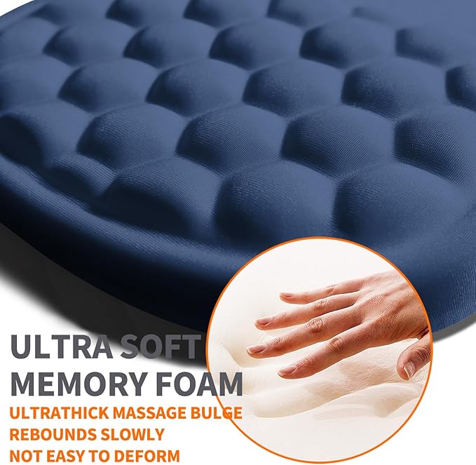 Armanza Ergonomic Joint Wrist Support Mouse Pad with Memory Foam Cushion Massage Bump, Carpal Tunnel Pain Relief Mousepad Slope Design for Wrist Rest, 11.8x7.9 in, Dark Steel Blue