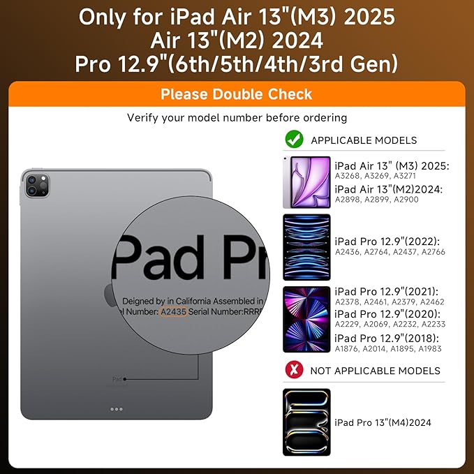 Transparent Case with Keyboard for iPad Air 13 Inch (M4/M3/M2, 2026/2025/2024), iPad Pro 12.9 Inch (6/5/4/3 Gen),7-Color Backlit,Magic wireless Keyboard, 360°Rotating,with trackpad,Pencil Holder,black