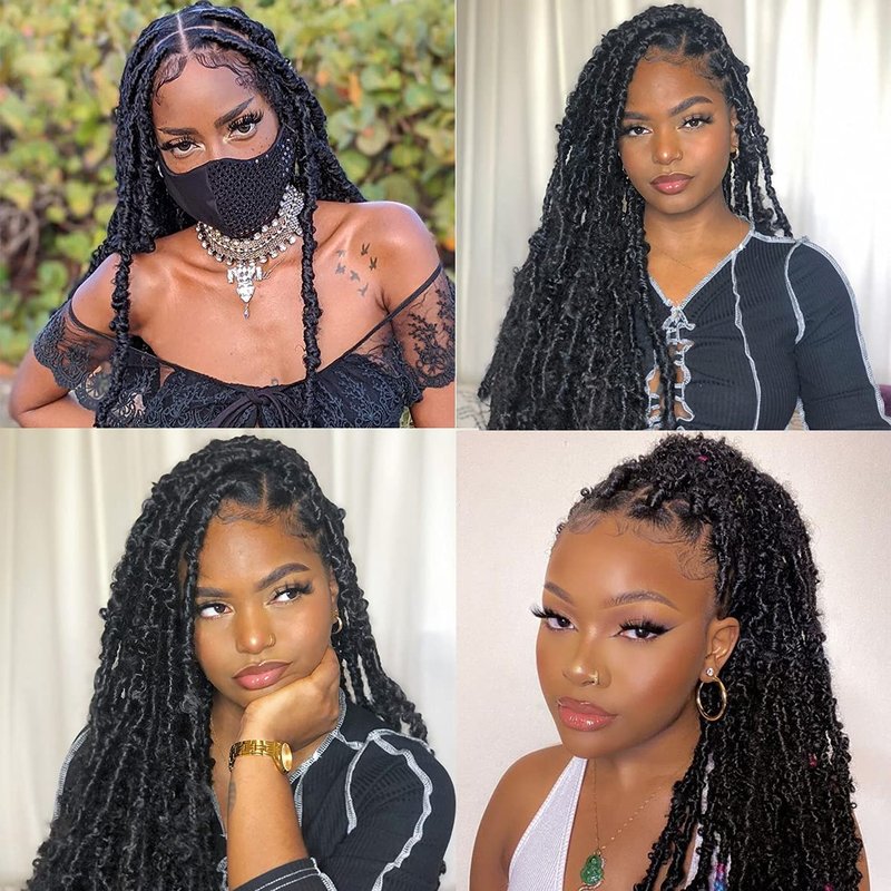 ZRQ Butterfly Locs Crochet Hair 36 Inch 6 Packs Pre Looped Distressed Locs Long Butterfly Locs Crochet Braids Most Natural Hair Extension for Black Women (36 Inch,1B)