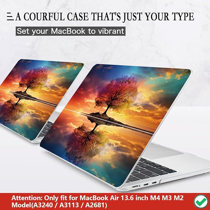 CISSOOK Compatible with MacBook Air 13.6 inch Case 2026 2025 2024 2023 2022 Release A3449 A3240 A3113 A2681, Protective Hard Shell Case Cover for MacBook Air 13 inch M2 M3 M4 M5, Tree Landscape