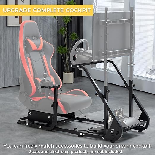 Marada Reinforced Stabilizing Racing Steering Wheel Cockpit Fit for Fanatec, for PXN, for Thrustmaster, for Logitech Device Adjustable Driving Simulator Stand, Wheel Pedal Handbrake Not Included
