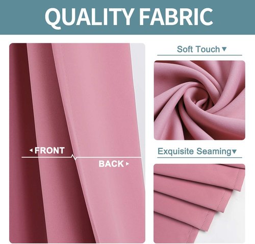 ChrisDowa Blackout Curtains - Room Darkening Thermal Insulated Grommet Panels - 120 Inch Long, Pink (Set of 2)