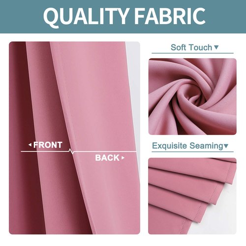 ChrisDowa Room Darkening Curtains 80 Inches Long 2 Panels Set for Living Room, Grommet Thermal Insulated Blackout Curtains for Bedroom (Pink, 52 x 80 Inch)