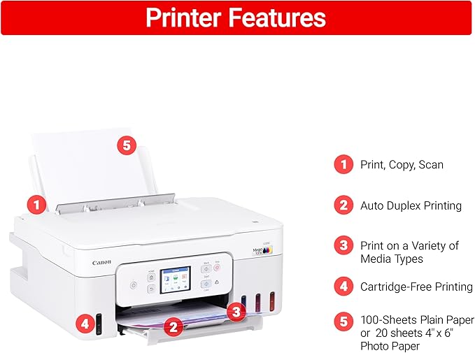 Canon Megatank G3290 All-in-One Wireless Supertank [Megatank] Printer | Print, Copy, Scan | Mobile Printing |2.7" LCD Color Touchscreen | Auto Duplex