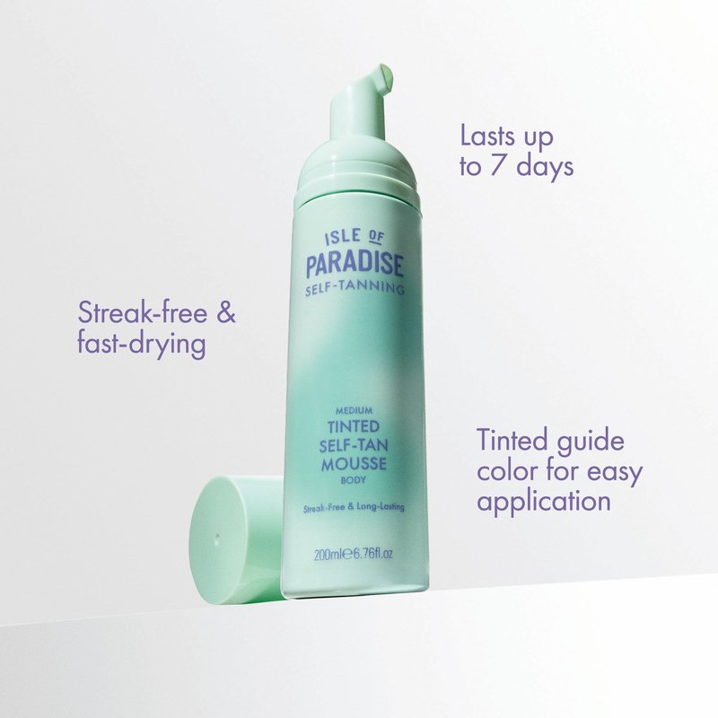 Isle of Paradise Tinted Self Tanning Mousse- Light, Streak-Free Self Tanner, Natural-Looking & Lasts Up to 7 Days, Vegan & Cruelty Free Sunless Tanning Foam Mousse, 6.76 fl oz.