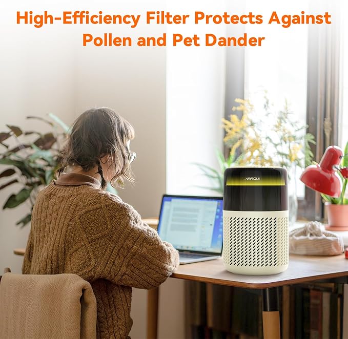 AIRROMI HEPA Air Purifier for Bedroom&Home,Pet Air Purifier for Home Pets,Removes Pet Odor,Cat Litter Smell,Dust,Smoke&Allergies,Quiet Room Air Purifier with Scents,360°Air Cleaner,A2005 Pink