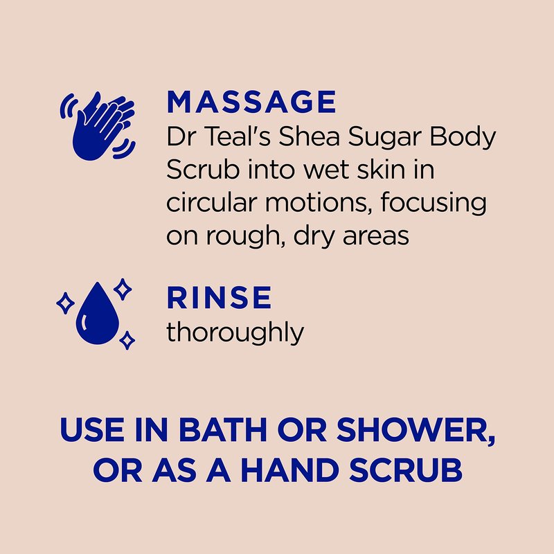 Dr Teal's Shea Sugar Body Scrub, Shea Butter with Almond Oil & Essential Oils, 19 oz (Pack of 3)