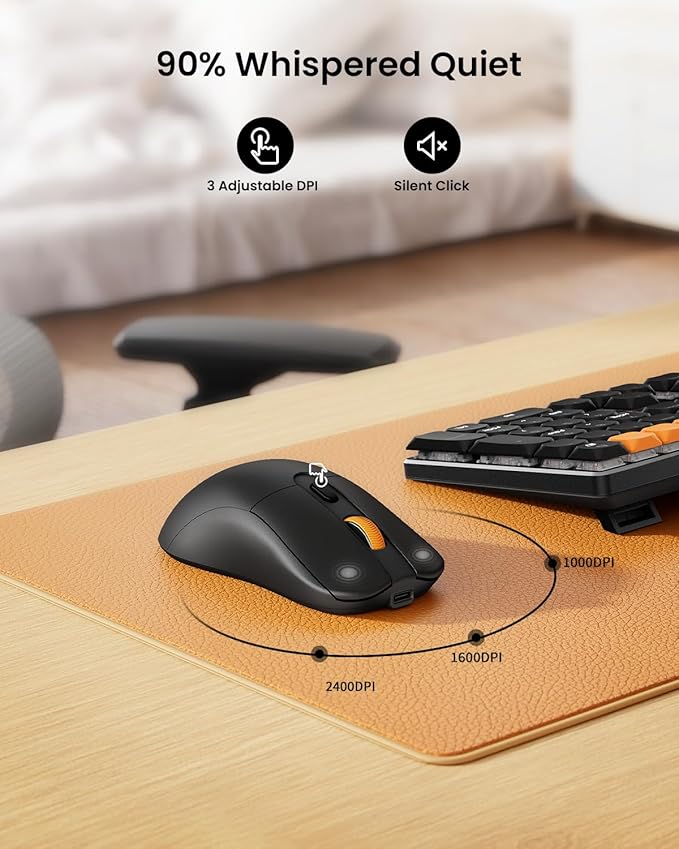 ProtoArc Wireless Mechanical Keyboard and Mouse, USB-C Rechargeable Aluminum Keyboard and Mouse Combo, Red Linear Switches, 2.4G + Bluetooth Connectivity, 3 Devices - Black