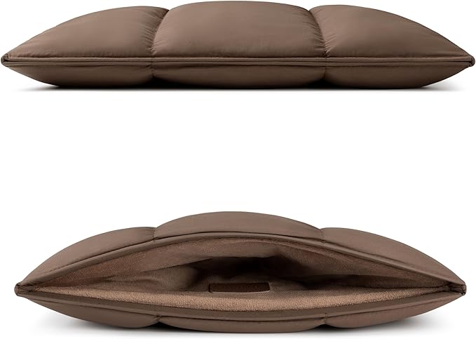 Comfyable Puffy Laptop Sleeve 15 16 Inch, Quilted Puffer Laptop Carrying Case for Women, Pillow Pouch Compatible for MacBook Air M5 & MacBook Pro M5 Pro/Max 2026, Mocha Brown