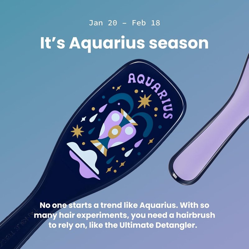 Zodiac Ultimate Detangler Hairbrush - Eliminates Knots & Reduces Breakage for All Hair Types | Aquarius