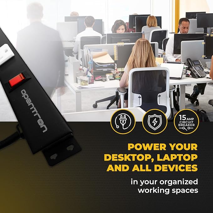 Opentron 12 Outlets 4 Feet Body Heavy Duty Metal Surge Protector Power Strip (4 Feet 12 Outlet 6 Feet Power Cord)