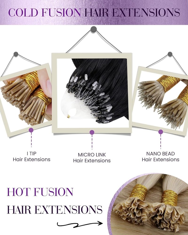 LaaVoo Microlink Hair Extensions Human Hair Jet Black 20inch Microbead Hair Extension Real Human Hair Micro Link Extensions Black Straight Hair 50gs 50g