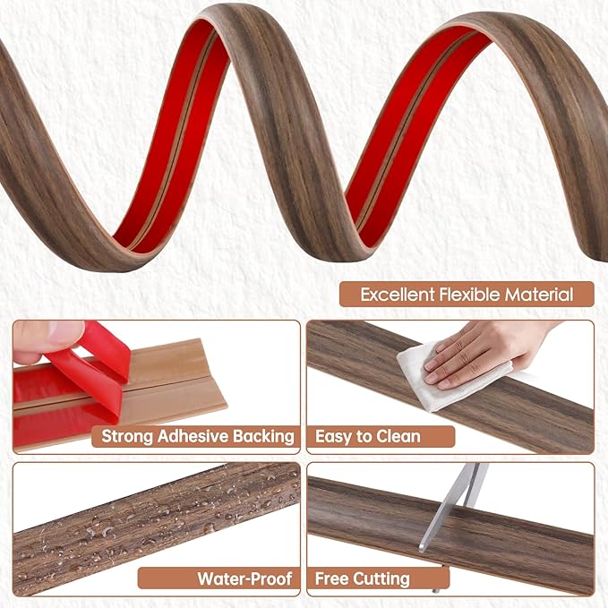 Floor Cord Cover for Wires on Floor Self Adhesive Cord Hider Floor Cable Management Wire Covers for Cords Protector Prevent Cable Trips Cord Cavity W 0.47" x H 0.27", Misty Brown Wood, 20Ft