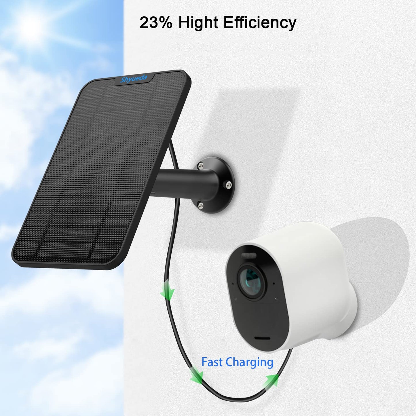4W Solar Panel Charging Charger Compatible with Arlo Pro 3/Pro 4/Pro 5S 2K/Ultra/Ultra 2 /Go 2 only, 13.1ft Waterproof Charging Cable, IP65 Weatherproof Secure Wall Mount (3-Pack)