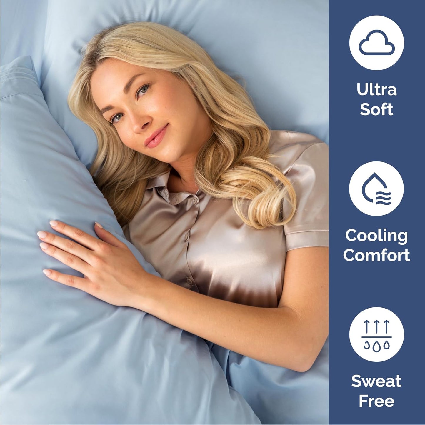 Queen Size 4-Piece Sheet Set | Skiennix Comfy Breathable Cooling Bed Sheets - Ultra-Soft, Deep Pockets, Sky Blue