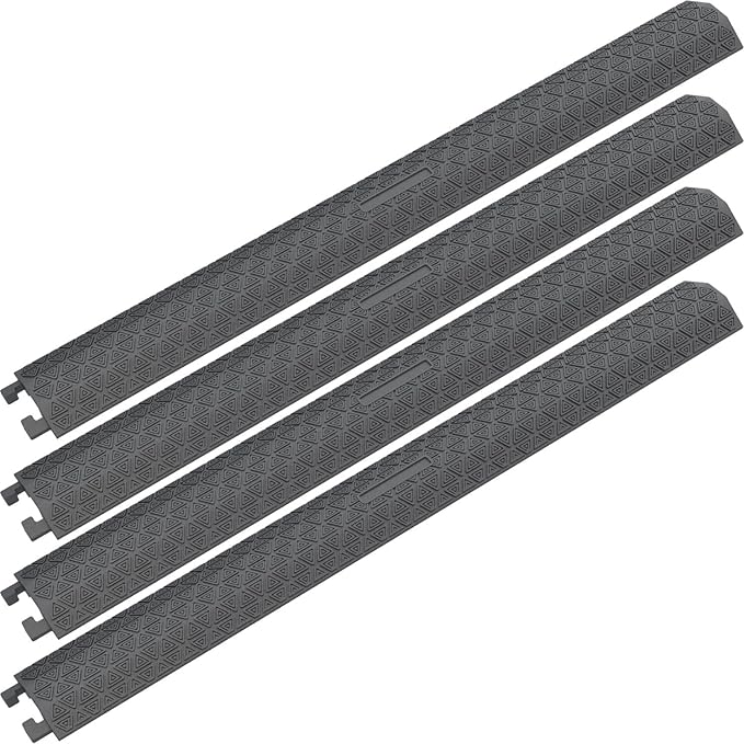 OranLite 4 Pack 40" inch Drop Over Cable Cover, 4 Pieces Prevent Tripping Rubber Floor Cord Protector, Interlocking Cable Cover, Drop Track Cable Ramp for Home, Office, Store, Warehouse (Slim - 4Pack)