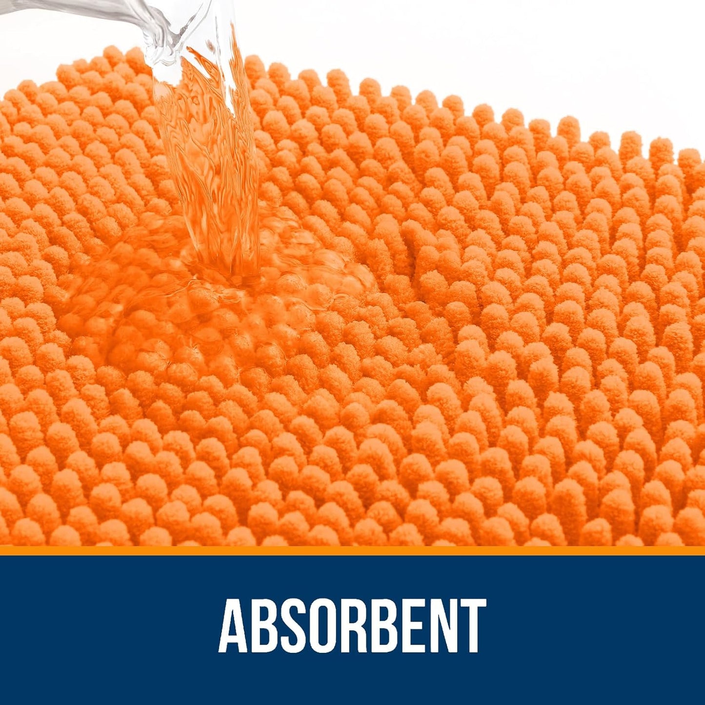 OLANLY Large Bathroom Rugs - Extra Soft Chenille Bath Mats | Quick Dry & Machine Washable, 70x46, Orange