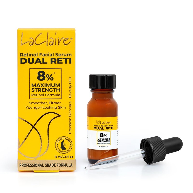 Laclaire Fresh Look, Same Ingredients 8% Complex Retinol Facial Serum â Anti-Aging, Brightening Neck & Facial Serum, Helps Nourish Skin with Lactic Acid, Vitamin A, & Retinyl Palmitate â 15 ml