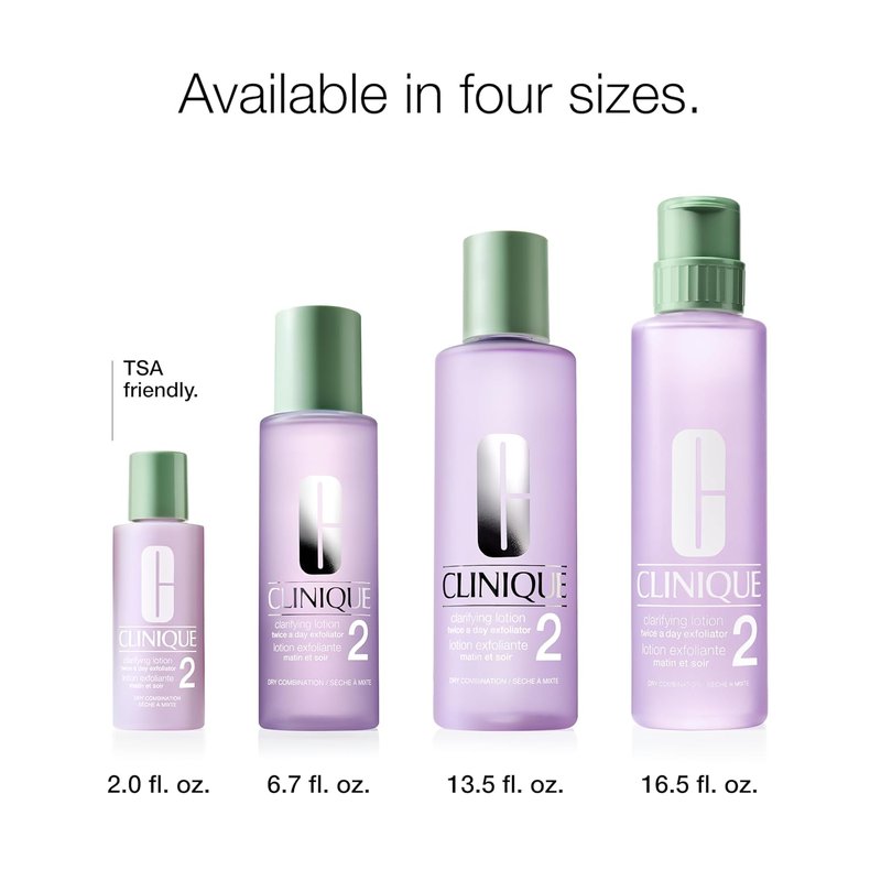 Clinique 3-Step Clarifying Lotion | Exfoliating Toner with Witch Hazel for Dry Combination Skin - 6.7 Fl Oz