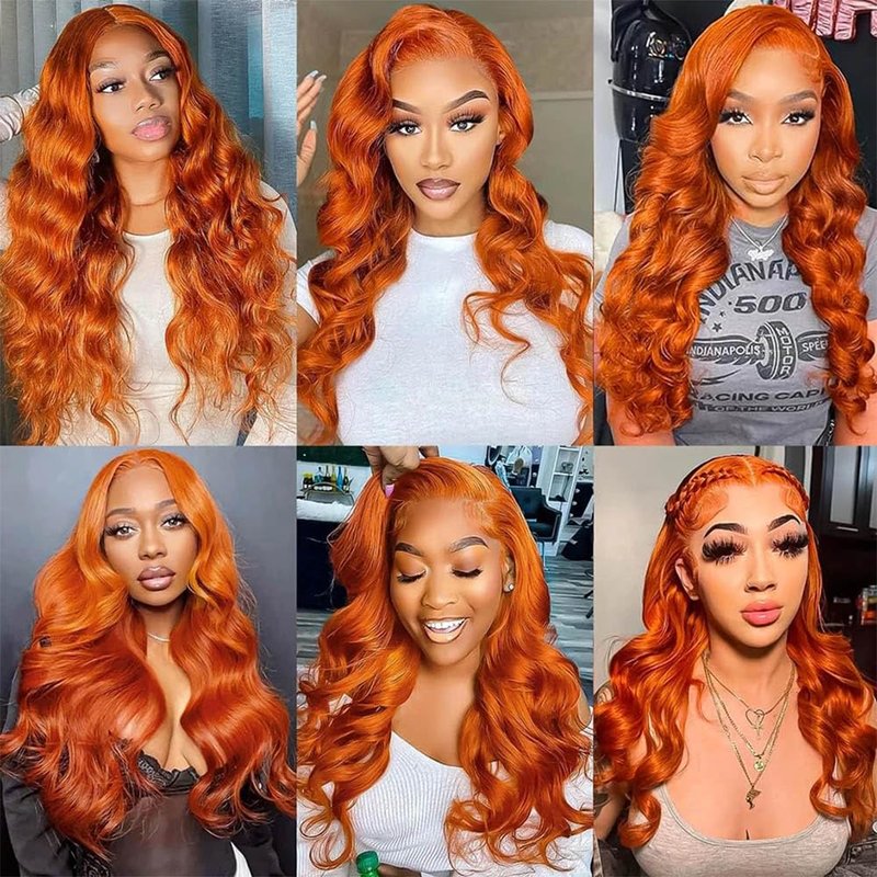 Orange Bundles Human Hair Body Wave Bundles 14 16 18 Inch Unprocessed Brazilian Virgin Remy Hair 3 Bundle #350 Ginger Orange Body Wave Human Hair Extensions 50 Gram Per Bundle