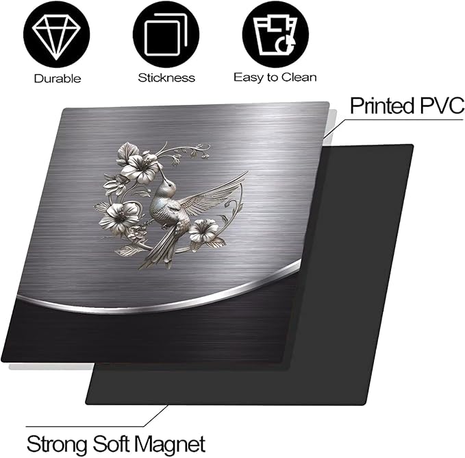 Grey Metal Silver Pattern Magnetic Dishwasher Cover Sheet Bird Flower Sticker Polishing Steelbird Dishwasher Skin Decor Silver Texture 23X26 INCH Magnet Rerigerator Kitchen Panel Decal