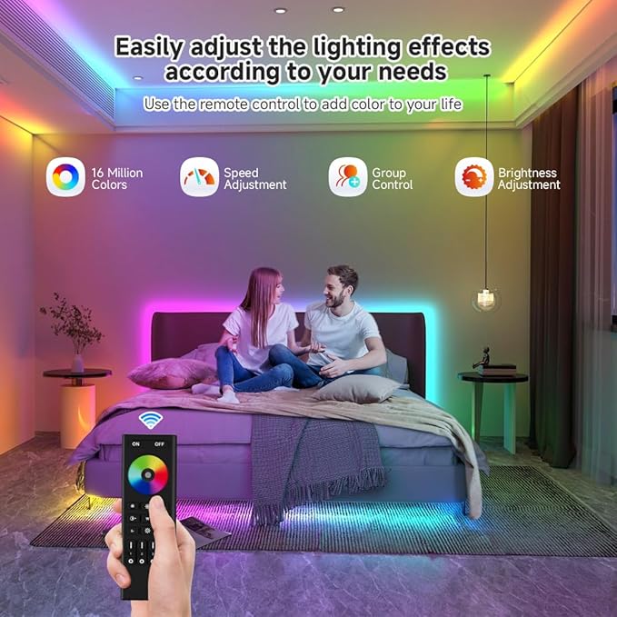 FCOB 2.4G WiFi SPI RGB Controller DR03W & RC03RF RF Remote Set, Control by Smart Life/Tuya APP/Alexa/Google Home, Control Support WS2812B WS2811 WS2813 WS2815 etc LED Strip STA Mode