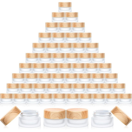 60 Pieces Glass Cosmetic Containers - Leak Proof Sample Jars for Lotion & Cream | 5 Gram Size