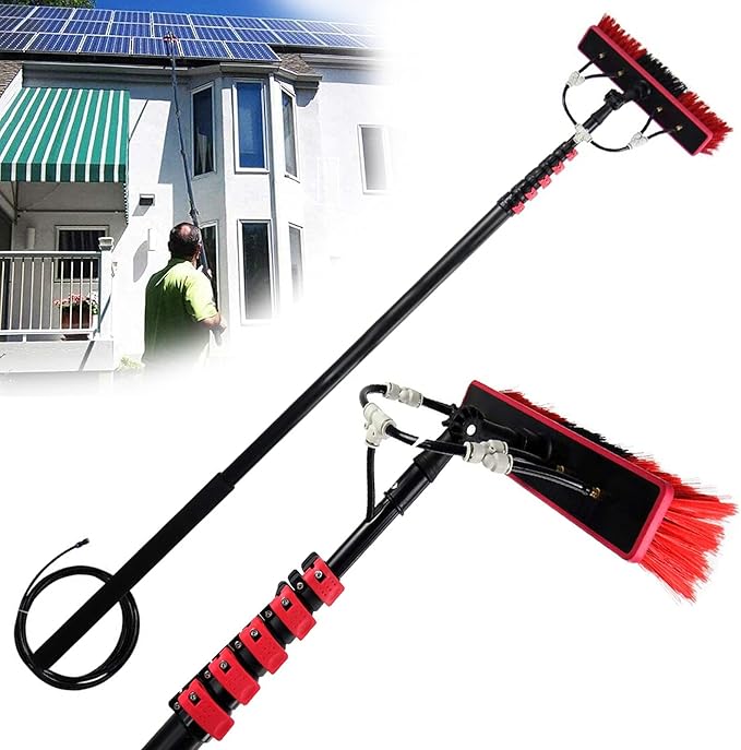 Water Fed Telescopic Brush,Photovoltaic Panel Cleaning,Water/Hose Fed Pole Window Clean,Extendable Cleaner Conservatory Roof Cleaning Tools,5.4m/18FT