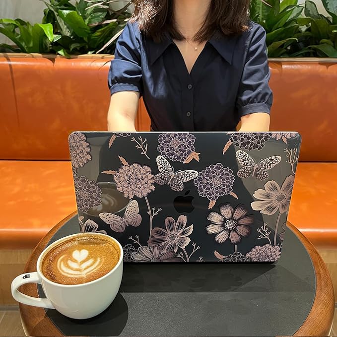 Teryeefi Case for MacBook Pro 14 Inch M5 M4 M3 M2 M1 (2021-2025 2026) Model A3427/A3426/A3434/A3112/A3401/A3185/A2918/A2992/A2779/A2442, Flower & Butterfly