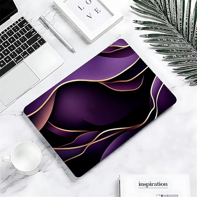 COTAIL Compatible with MacBook Air 13.3 13.6 Inch Case 2022 2021 2020 2019 Plastic Hard Shell Case Cover,13.6 Air (A2681) M2 2022, Purple and Gold Color Line