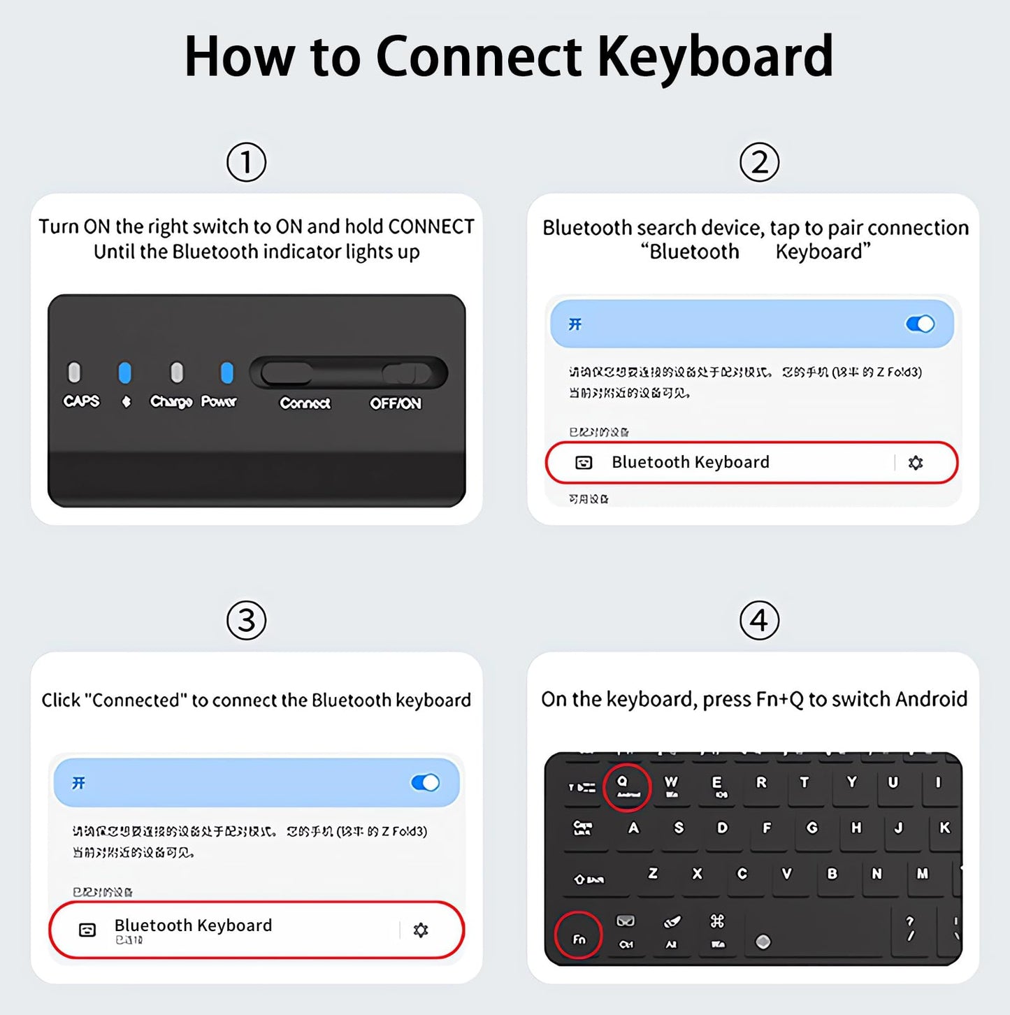 for Samsung Galaxy Z Fold 7 6 5 Keyboard and Mouse, Portable Mini 7.9 inch Bluetooth Keyboard with Leather Case and Capacitive Pen, 4 in 1 Travel Set for Z Trifold fold7 Accessories