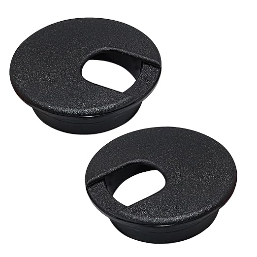 EASYEAH 2 Pcs Desk Grommet 2" / 50 mm, Desk Cord Hole Cover, Cable Grommet ABS Plastic, Desk Hole Grommet for Home & Office Pc, Detachable Cable Cord Organizer-Black