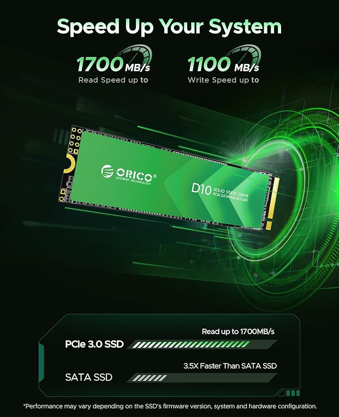 ORICO 128GB M.2 NVMe SSD, PCIe Gen3x4 2280 SSD - Up to 1700MB/s, Internal Solid State Drive with TLC NAND Flash, Compatible with Raspberry Pi 5 Desktop Laptop - D10