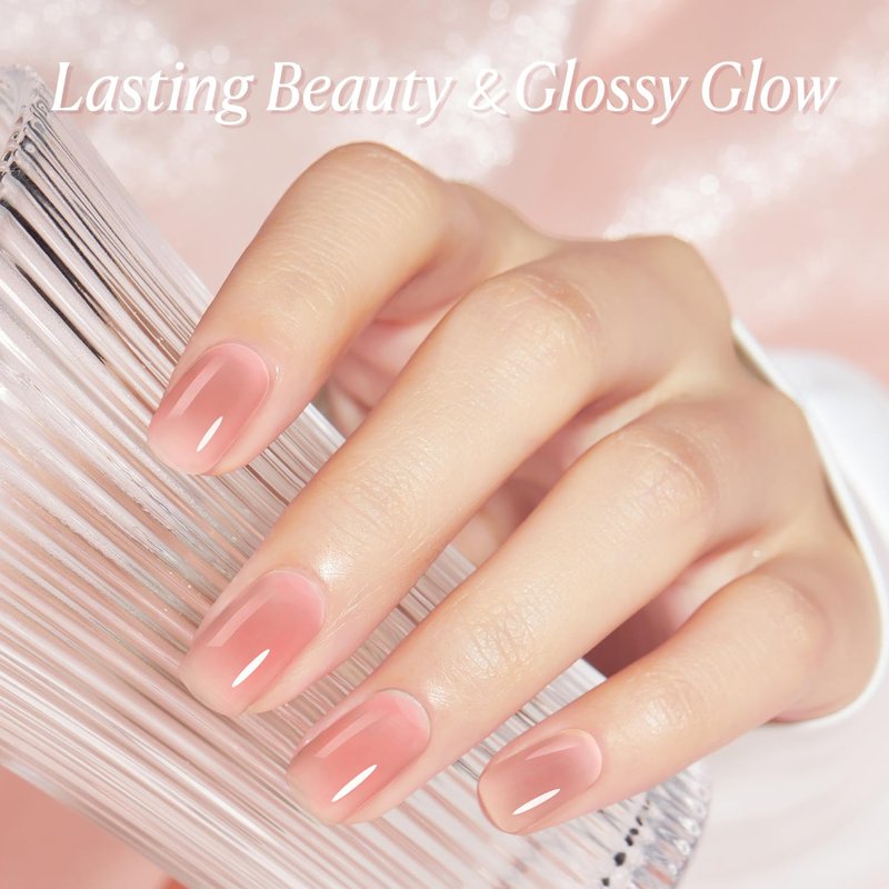 AZUREBEAUTY Dip Powder Set 6 Pcs Translucent Nude Pink Sheer Color, Natural Clear Dipping Powder Milky Jelly Effect French Nail Art Starter Manicure Salon DIY at Home