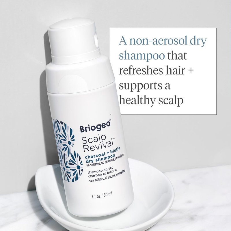 Briogeo Scalp Revival Charcoal + Biotin Dry Shampoo | Non-Aerosol Powder for Oily Roots | Detoxifying Dry Shampoo for All Hair Types | Vegan & Cruelty Free | 1.7 oz.