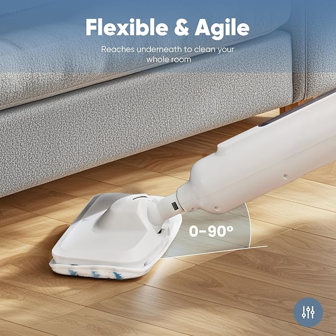 DUMOS Steam Mop for Floor Cleaning, Detachable Handheld Steam Cleaner, Suitable for All Floors Like Tiles, Hardwood, Stone, Lightweight with 2 Washable Pads,White and Green
