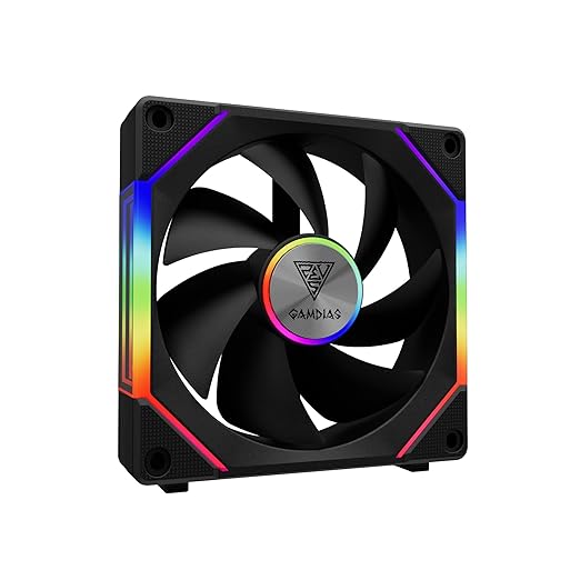 GAMDIAS ARGB Case Fan 120mm x1 & Reverse Blade x1, ARGB Motherboards Sync, Hassle-Free Cable Management with Cabless Daisy Chain Design, Quiet & 75CFM Airflow with 2400 RPM PWM RGB PC Fan, Aeolus P2