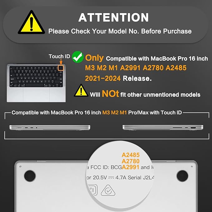 MOSISO Compatible with MacBook Pro 16 inch Case M5 2026 M4 M3 M2 M1 2025-2021 A3429 A3428 A3403 A3186 A2991 A2780 A2485, 4 in 1 Kit Seamlessly Closes Anti-Fingerprints Hard Shell, Space Black Clear